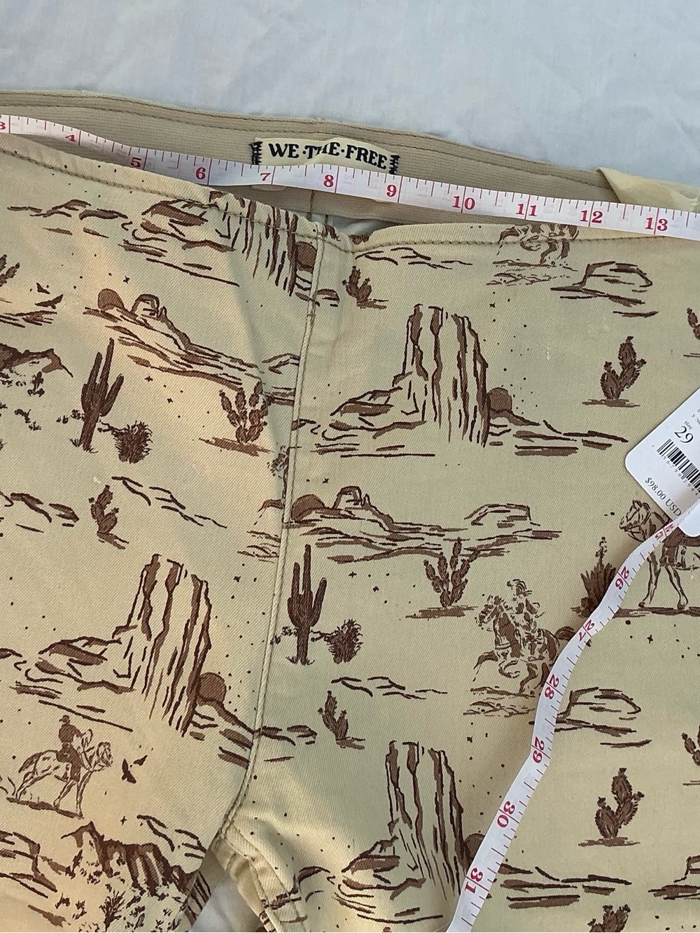 We The Free Beige Flare Pants with Brown Western Print - Picture 6 of 6